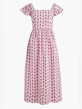J. Crew Pink Floral Midi Dress